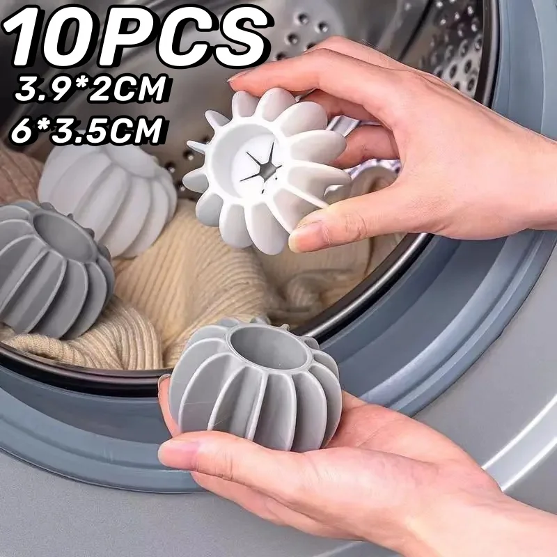 Bola de lavanderia reutilizável de silicone, 10cps, ferramentas de limpeza de cabelo, removedor de pelos de animais de estimação, máquina de lavar, coletor de cabelo de gato, bola de lavanderia