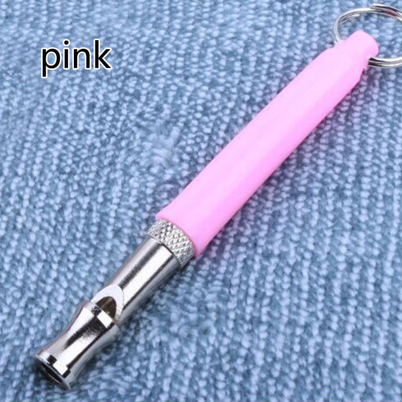 Dog Training Whistle Pets Supplies Interactive Tools 1 PC Anti Bark Adjustable Metal Ultrasonic Sound Dogs Training Flute: Pink