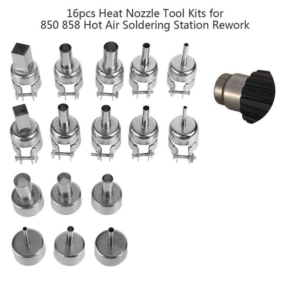 16 stks/set Air Heat Gun Nozzles Kits Rework Soldeerstation Reparatie Tools Elektrische Industriële Desolderen Kits voor 850 858