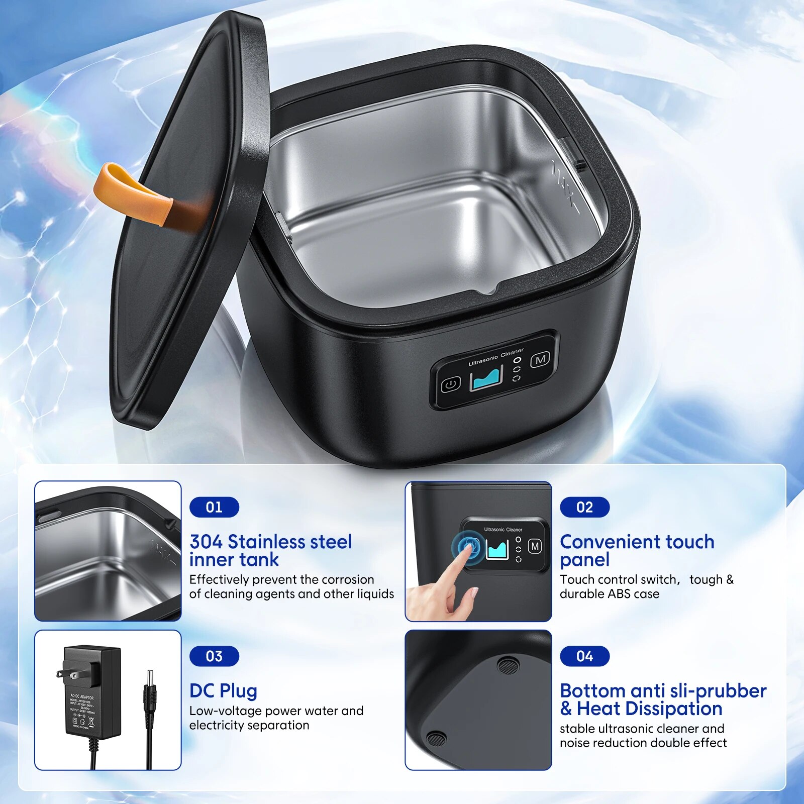 Ultrasone reinigingsmachine Multifunctionele 42000 Hz hoogfrequente kunstgebitreiniging Horloge Sieraden Bril Automatische reiniger