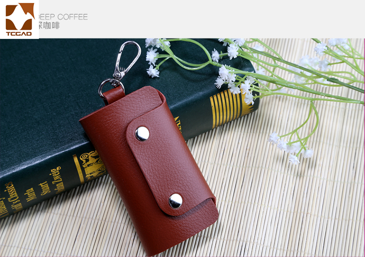 Tcgad hushållerska nyckelhållare bil nyckelring läder nyckelfodral plånbok funda para llaves omslag: Kaffe