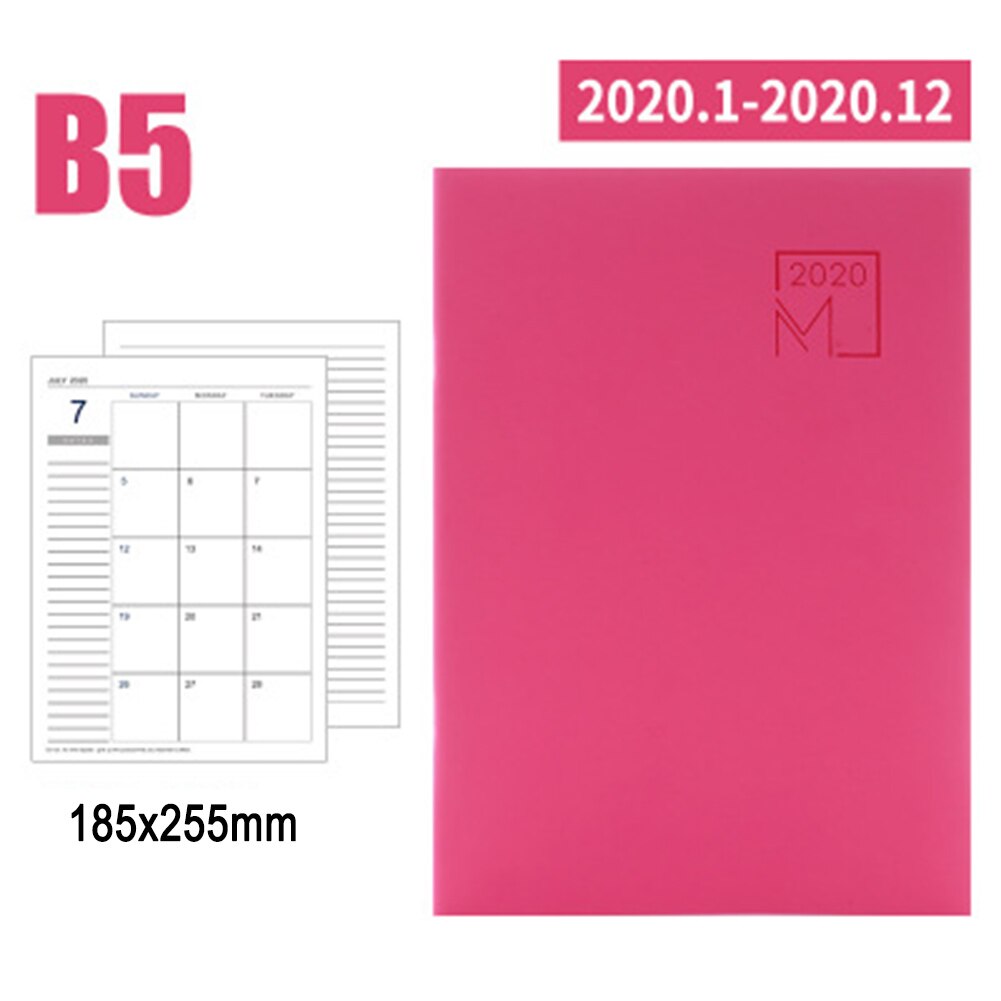 Notebook Agenda Planner Diary Meeting Book Girl School Stationery Monthly Plan Supplies PUO88: Red