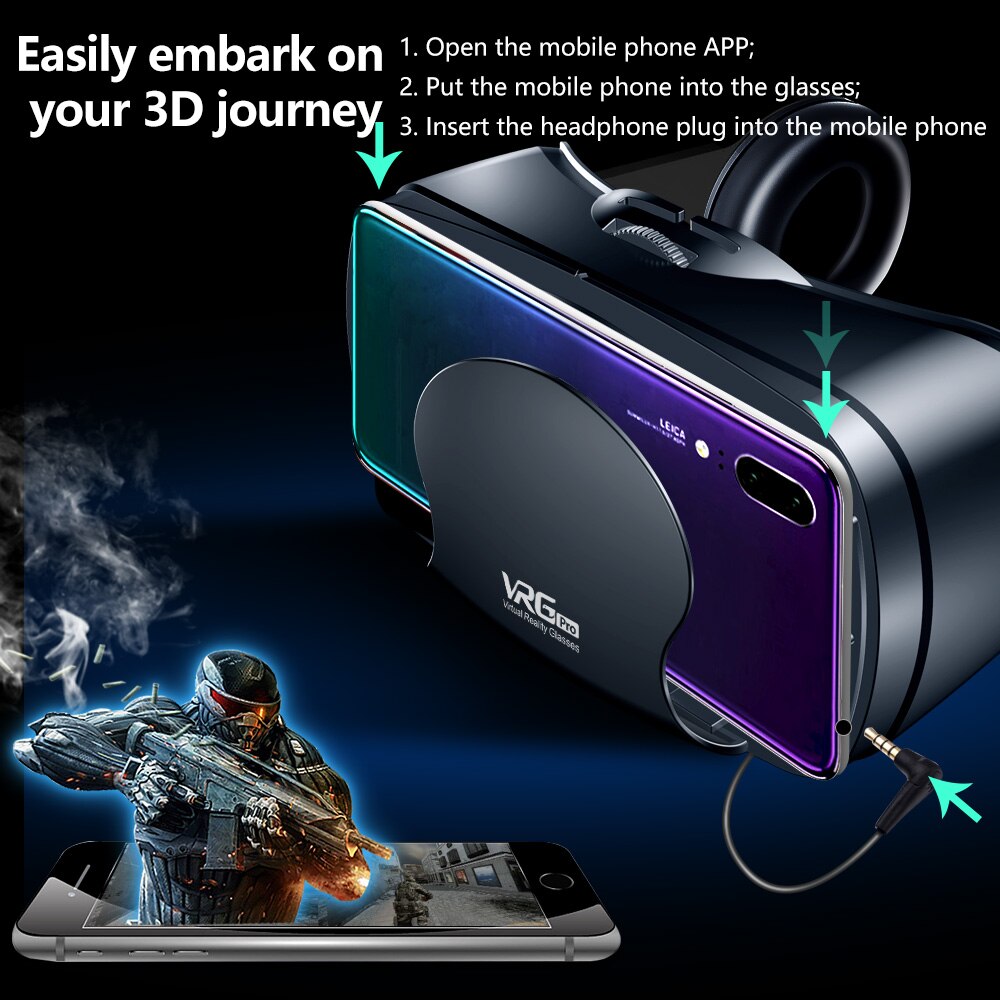 Vr Headset Virtual Reality Voor Smartphones 5 Tot 7 Inch 3D Bril 3D Helm Ondersteuning 0-800 Bijziendheid zacht En Comfortabel