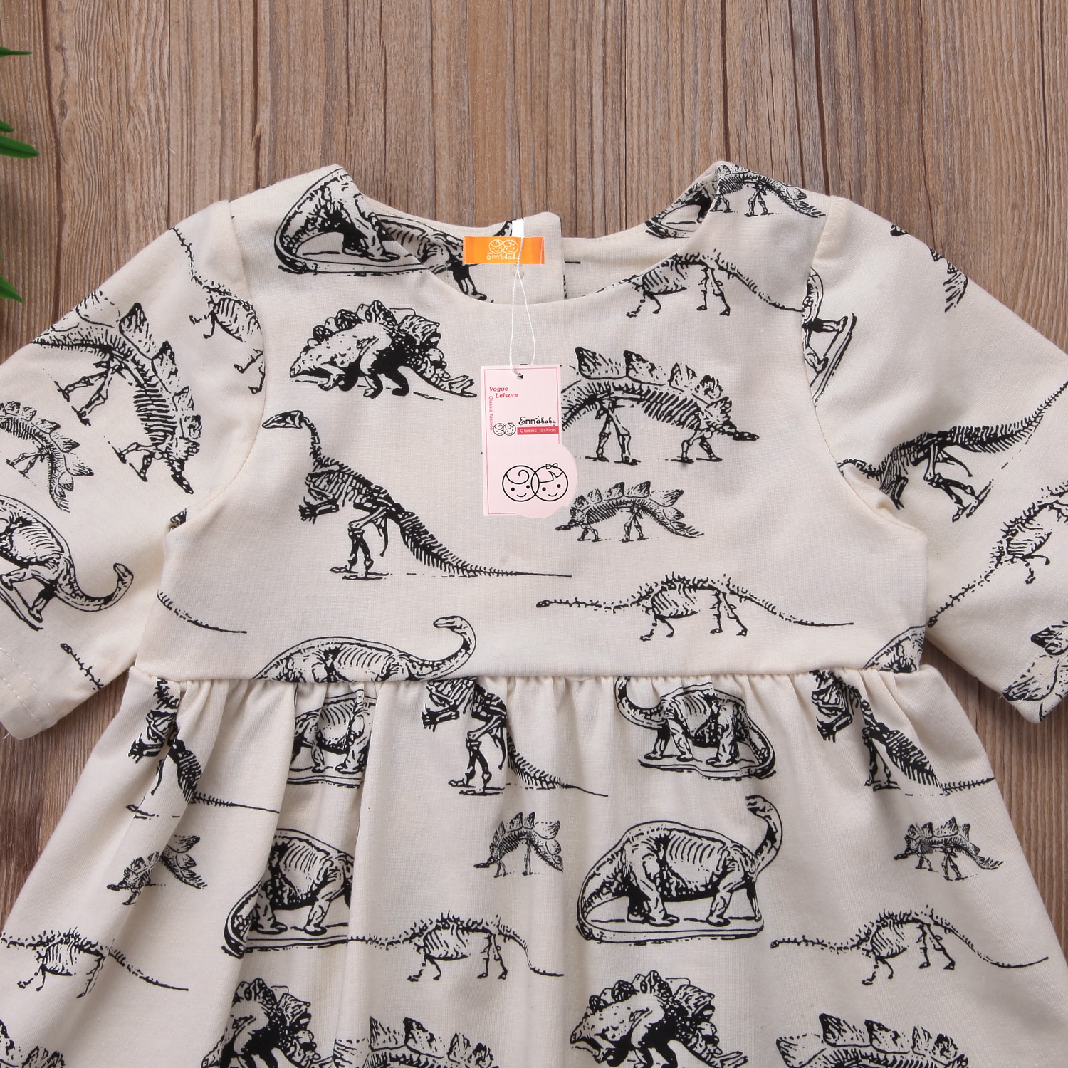Unicorn barn baby flicka klänning djur halv ärm dinosaurie kläder kläder beige a-lineddress