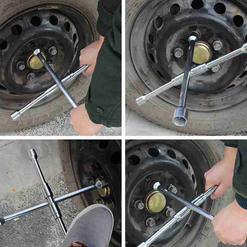Folding Wrench Car Wheel Repair Tool Auto Socket Nut Spanner Tire Tool Lug Stowable Portable