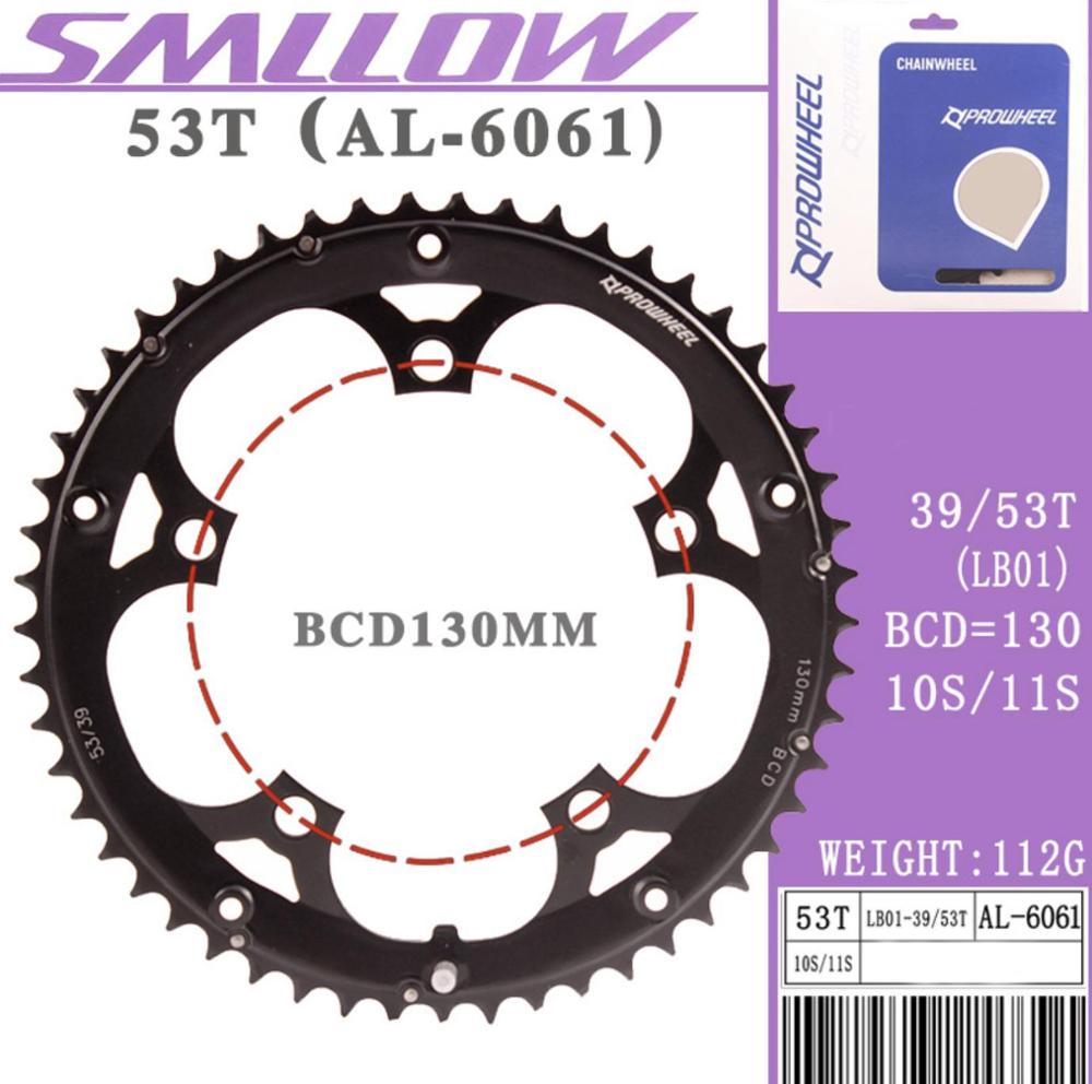 Prowheel Road Bike Chainwheel 8/9/10/11 Speed 53/50/39/34T BCD 110/130mm Bike Chainring Steel Aluminum Alloy Bike Accessories: 53T AL6061LB