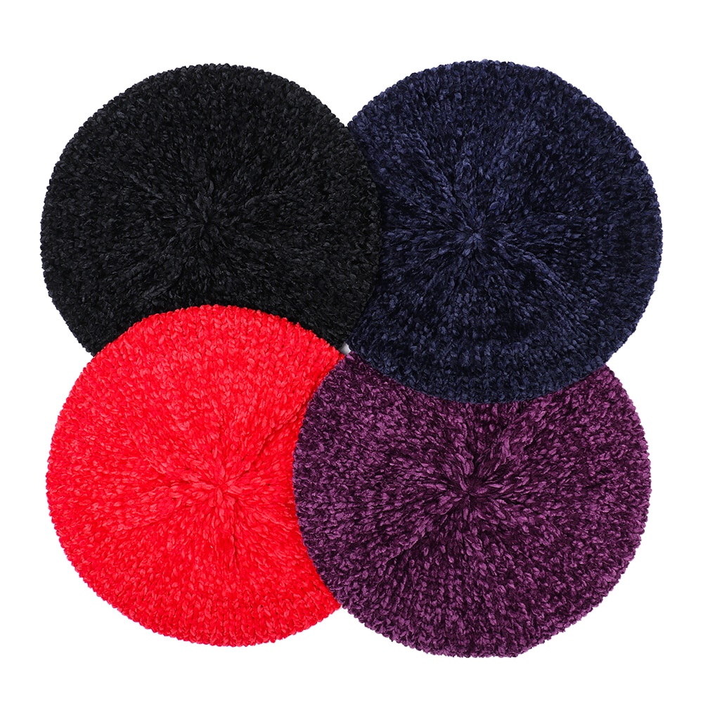 Stylish Berets Chenille Material Winter Berets For Women Warm Knitted Hat Female Autumn Painter Caps Lady warm hats