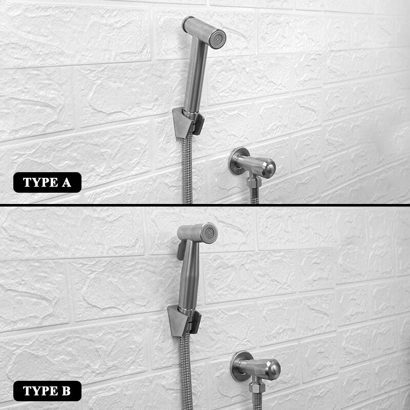 Brushed Stainless Steel Douche Kit Double Spray Handheld Bidet Sprayer Toilet Bidet Faucet Shattaf Valve Jet Set Hygienic Shower