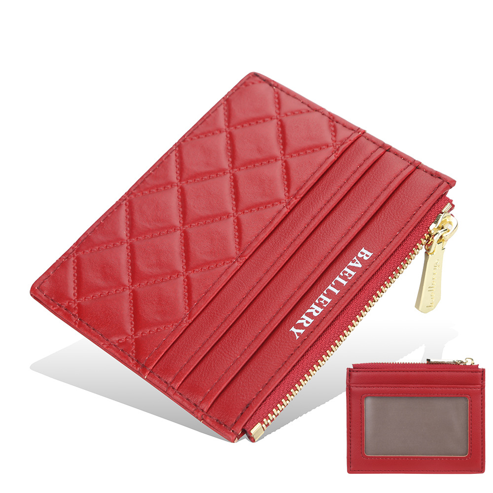 Baellerry Mini Women Wallets Card Wallets Slim Zipper PU Leather Female Purse Card Holder Wallet: Clear