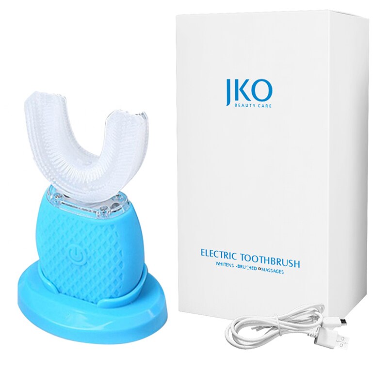 Xiaomi-cepillo de dientes eléctrico inteligente para niños, dispositivo de limpieza dental automático con carga inalámbrica, 360 grados, de silicona blanqueadora: Azul
