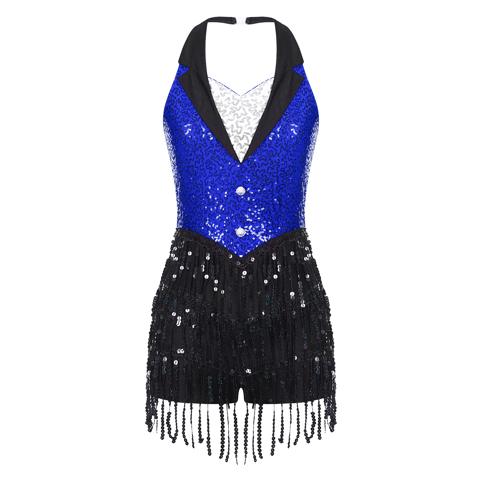 Robe de danse moderne pour femmes, Costume de spectacle à paillettes brillantes, sans manches, Jazz latin, Tango, Salsa, justaucorps, tenue: L / green