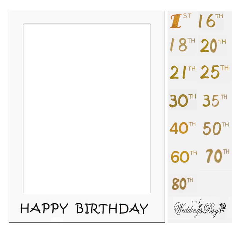 Photo Booth Props DIY Paper Picture Frame Cutouts For Wedding Birthday Party 1st/16th/18th/21st/30th/40th/50th/60th