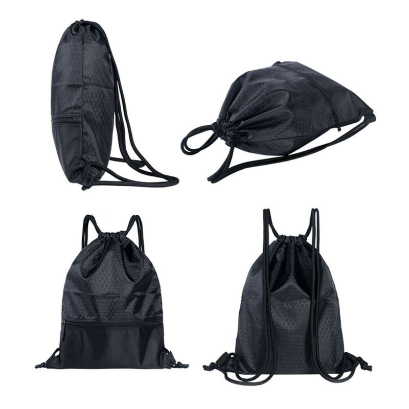 Mochila de nailon con cordón impermeable portátil para estudiantes, mochila de ciclismo deportivo con cordón, organizador de ropa y zapatos