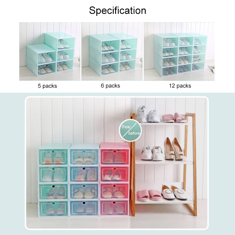 Plastic Foldable Shoes Box Transparent Storage Shoe Box Drawer Organizer Household DIY Shoebox Drawer Divider Home Storage