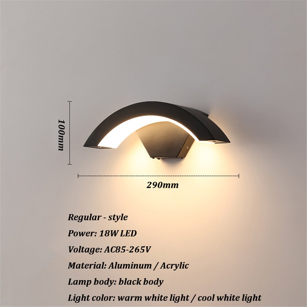 Applique Murale Imperméable en Aluminium au Moderne, Luminaire Décoratif d'Extérieur, Idéal pour un Jardin, une Véranda ou une Maison: Gris clair / blanc chaud