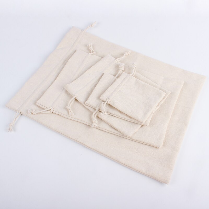 16*20cm Natural Resuable Jute Linen Drawstring Pouch Packaging Bag Logo Printed Bag