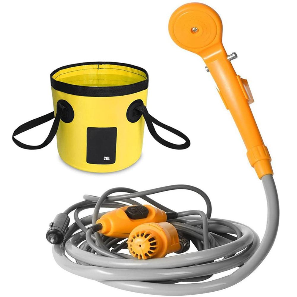 Outdoor Handheld Camping Water Douche Bag Set Regendouche Auto Motorfiets Auto Washer Ocean Beach Body Washer: yellow