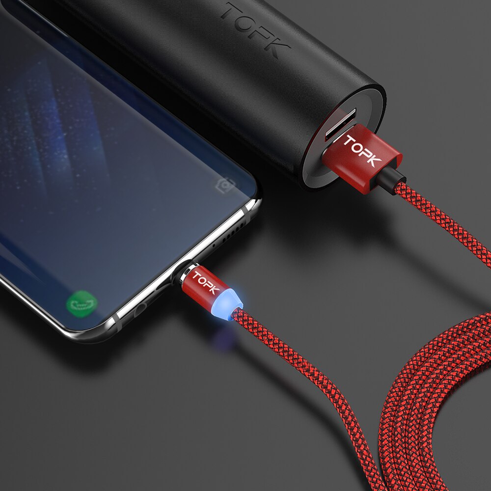 Topk Magnetische Usb-kabel Magneet Recharge Usb Type C Kabel Micro Usb Voor Samsung S9 S10 Xiaomi Redmi Note Pro android Telefoon Kabel