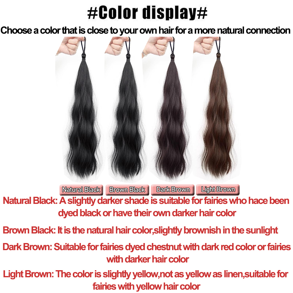 Paquete de pelo sintético de 50cm con lazo elástico, moño de pelo DIY, cola de caballo para aumentar el cabello, peluca con cabeza de bola Natural esponjosa