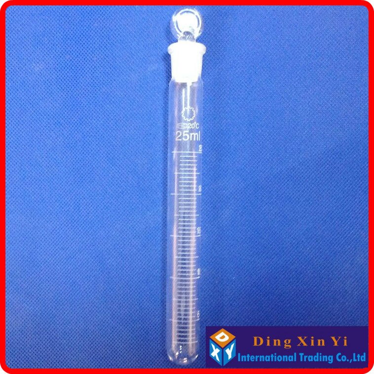 Tube à essai de 25ml, 10 pièces/lot, instruments de laboratoire, avec bouchon de graduation et de masse