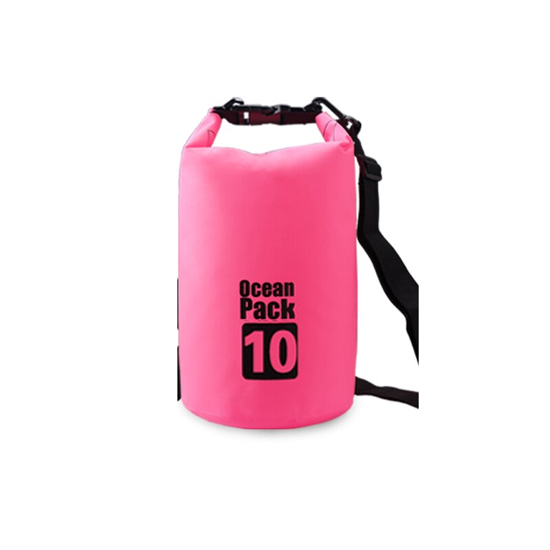 PVC Waterproof Dry Bag 2L 5L 10L 20L 30L Outdoor Diving Foldable Man Women Beach Swimming Bag Rafting River Ocean backpack: Pink-10L