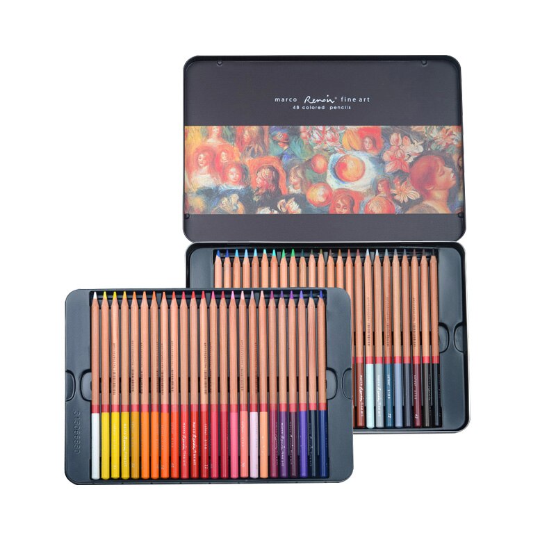 Marco Renoir 3100 Oil Colored Pencils Drawing Sketches Pencil 24/36/48/72/100/120 Colour Art Painting Pencil School Supplies