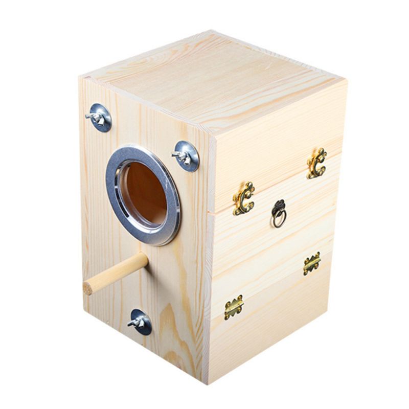 Wooden Bird Nesting Breeding Box House Parakeet Mating Case with Clear Window for Cockatiel Finch Canaries Lovebird Parr: XL