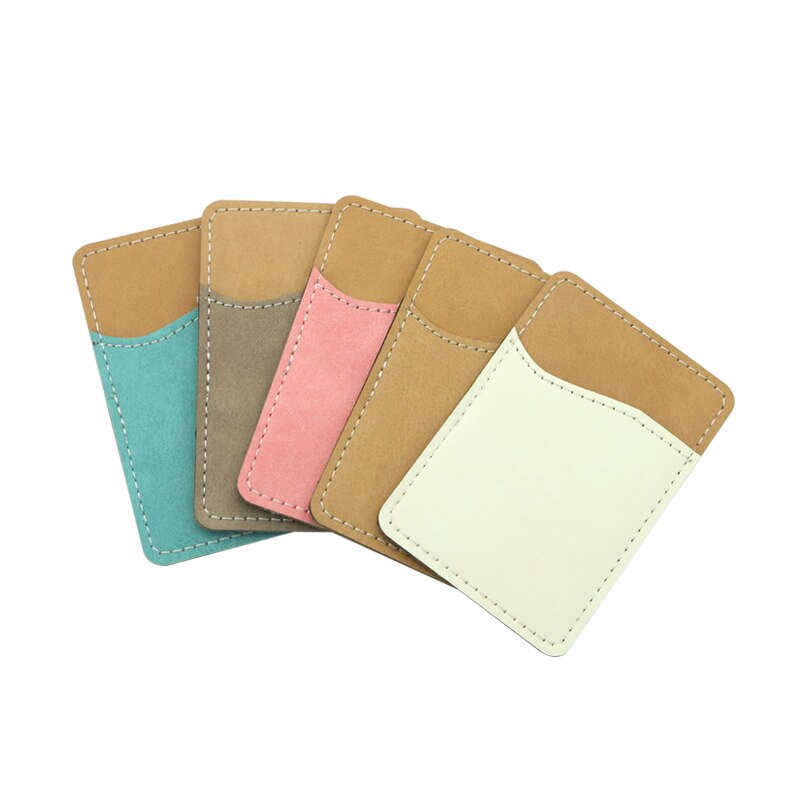20pcs/lot Blank Sublimation PU-Leather Card Bag Holder Stick on Mobile Phone for Heat transfer Printing Blank consumables DIY