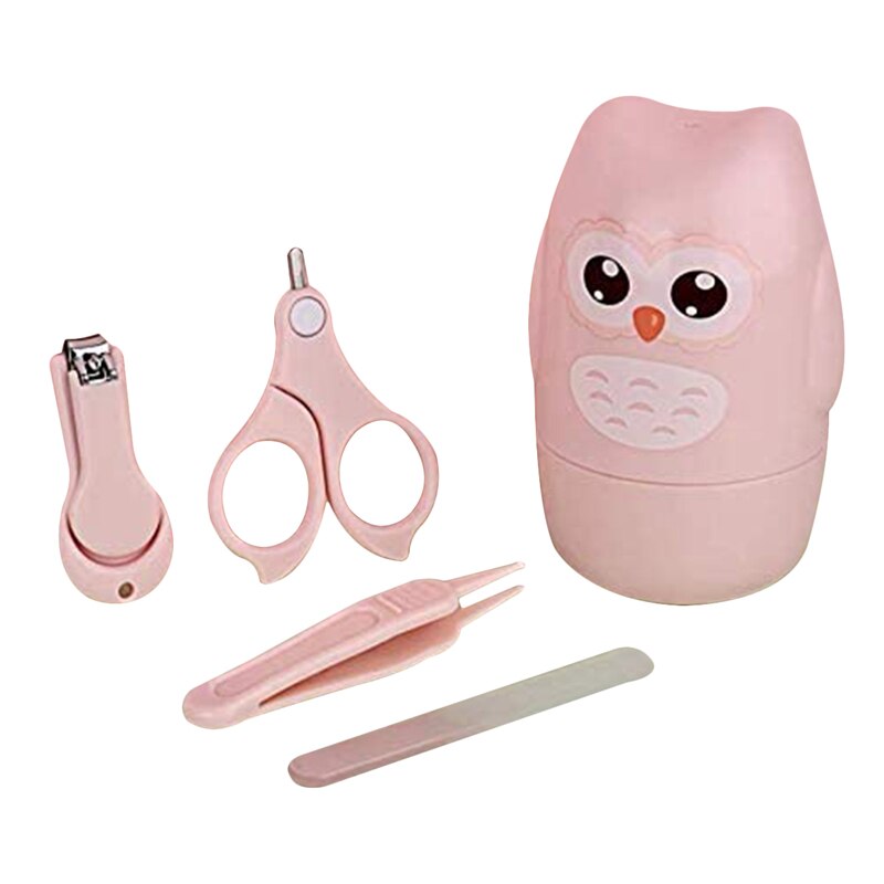 BY Baby Nail Clippers 4 Piece Set Cartoon Owl Children Kids Boy Girl Safety Mini Scissors Nail Clipper Tweezers and Nail File: Default Title