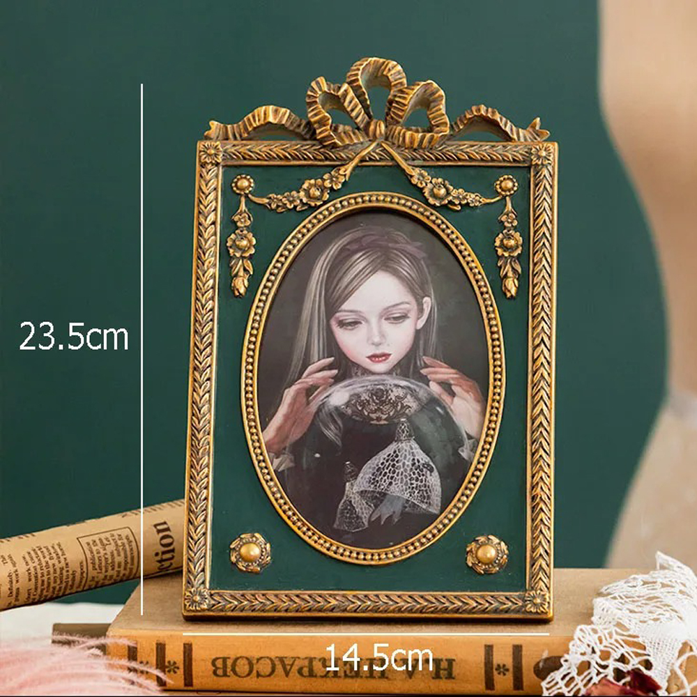 Marco de fotos Vintage de 6 pulgadas, mesa antigua, colgante de pared, marco de exhibición de resina europea para oficina, pasillo, , adornos artísticos: Verde