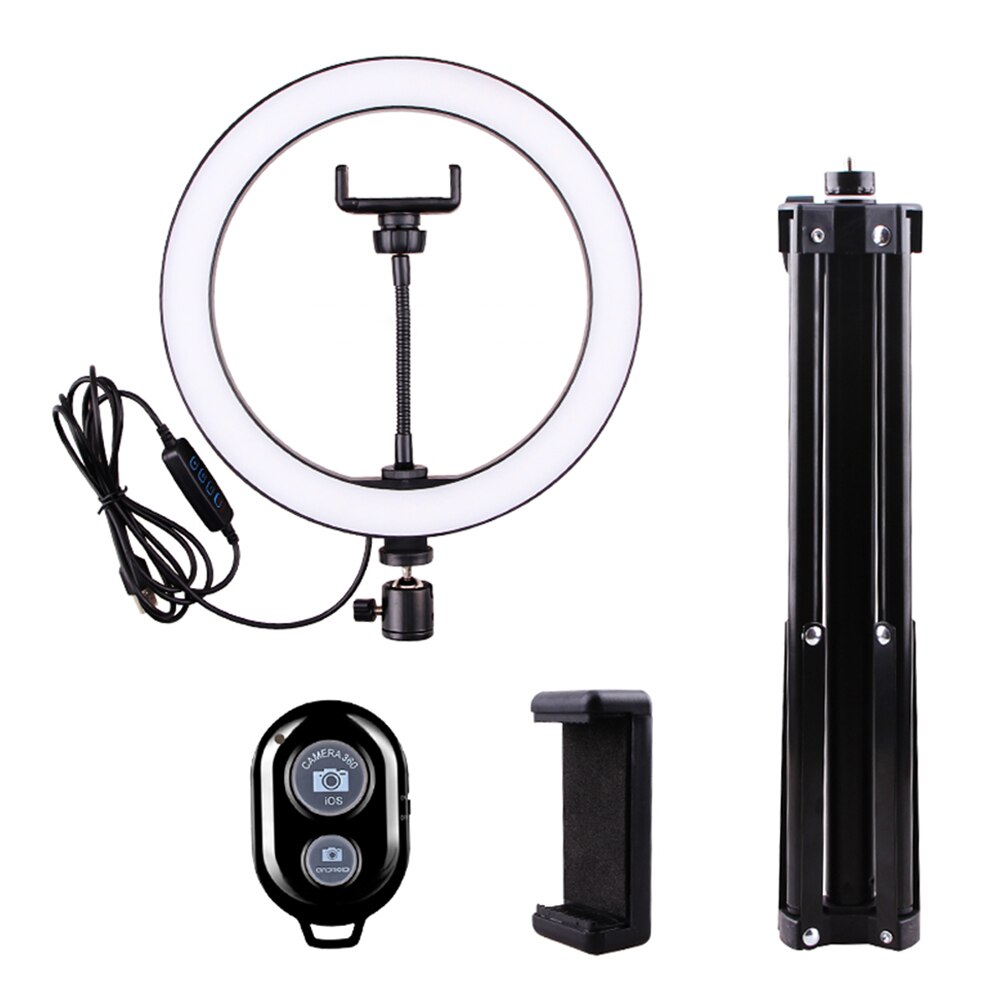 10 tums spegel rgb selfie ring-light set lysdioder fyll lampa lysdioder ringlight justerbart stativ bt för sminkspegel: 5
