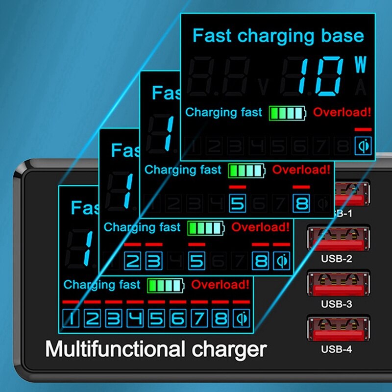 Station de charge Multi USB 100W, adaptateur HUB 3.0 à 8 Ports, chargeur rapide sans fil PD, prise iPhone US