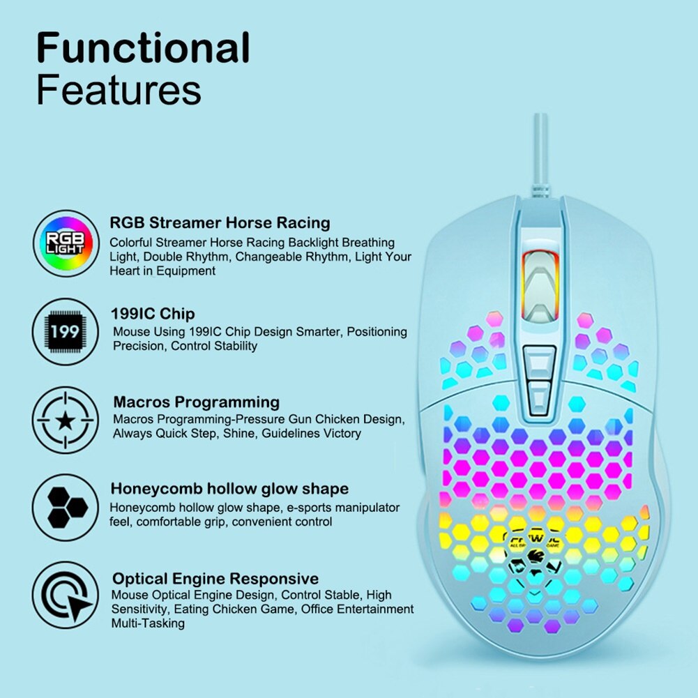 V9 Ergonomische 4000DPI USB Maus Verdrahtete Hohl-aus RGB Kühle Bienenwabe regenbogen Druck Licht Spielen Maus Mäbenutzen für PC