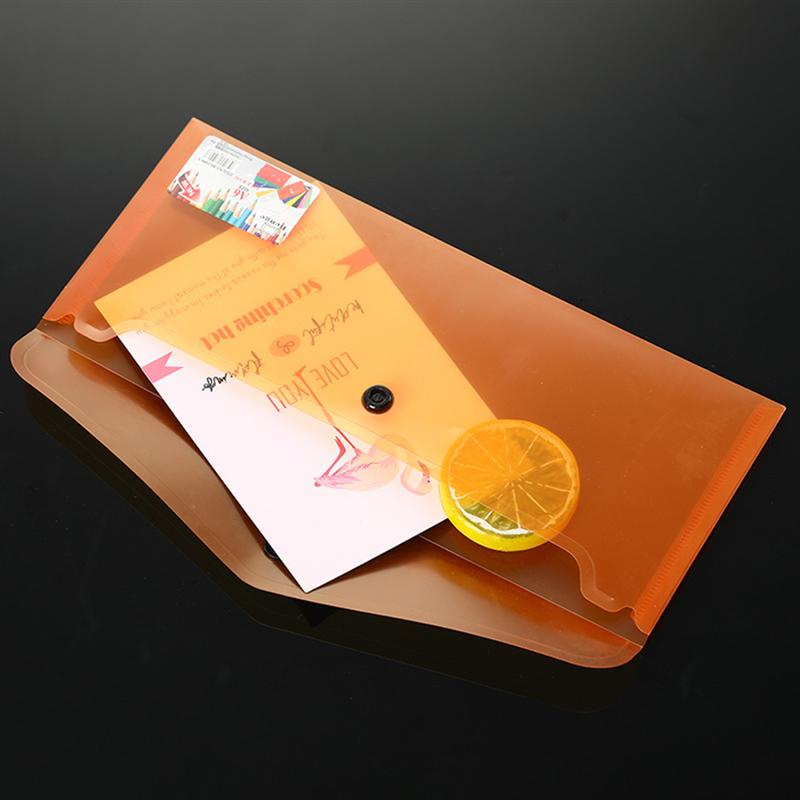 6 stk  a4 plast dokumentmappe klar dokument kuvert mappe med trykknap holdbar opbevaringsmappe arrangør tilfældig farve