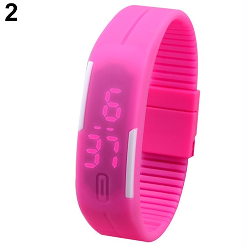 Hommes femmes montres Silicone rouge LED sport Bracelet tactile numérique montre-Bracelet électronique montres horloge directe: Rose