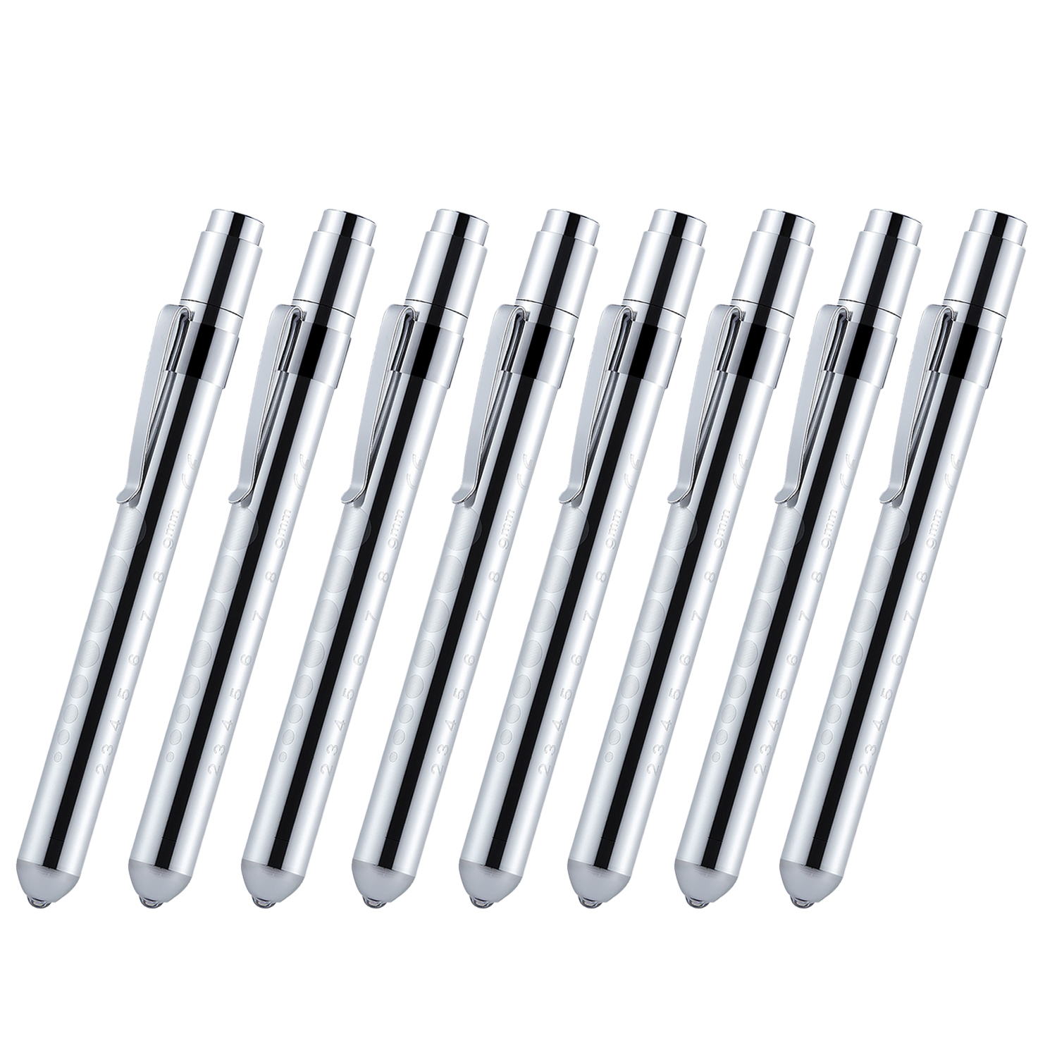 Stylo médical de poche en alliage d&#39;aluminium, 8 pièces, lampe torche Otoscope ophtalmoscope, lampe de poche LED pour le contrôle dentaire de la gorge: 8PCS Silver Color