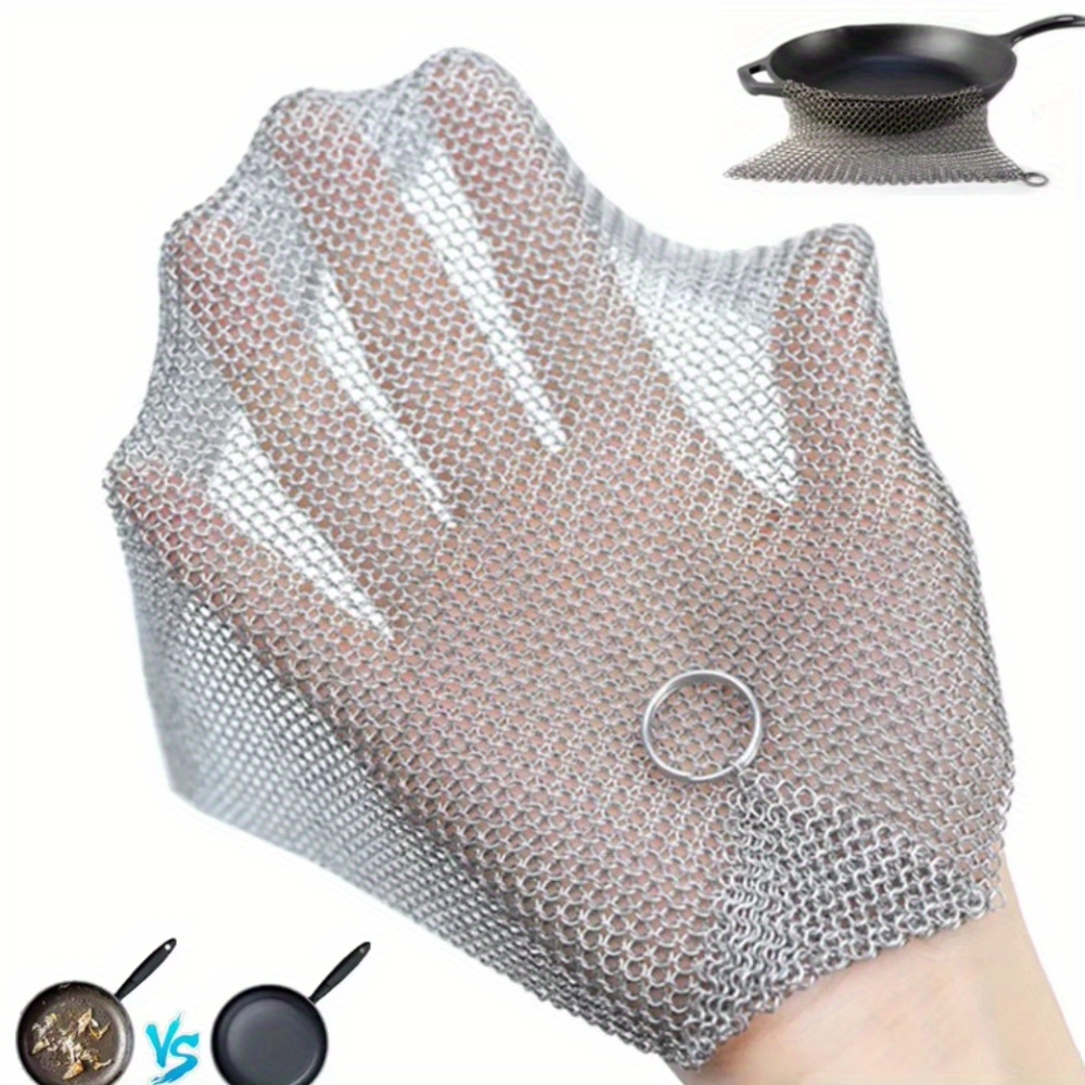 Szczotka do czyszczenia z siatki łańcuchowej ze stali nierdzewnej 316 - czyszczenie żeliwa, skrobak do wstępnie przyprawionych patelni, płytek grillowych, grilów BBQ i czyszczenia naczyń kuchennych