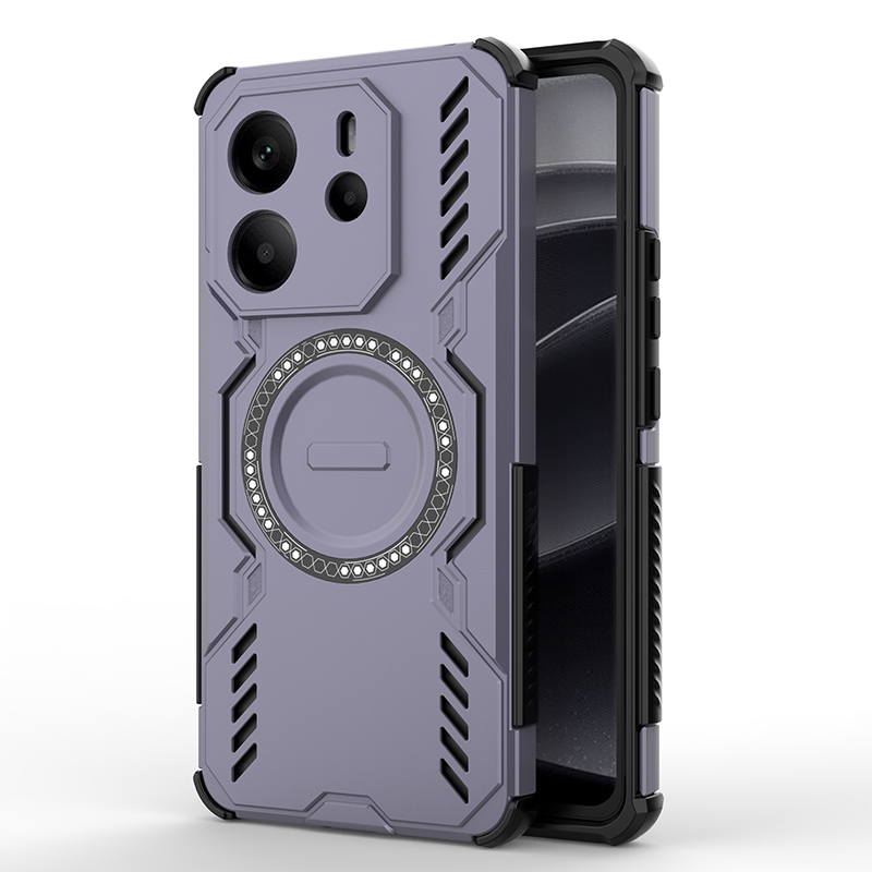 Funda armadura para Redmi Note 14 4G 5G, funda trasera de carga inalámbrica de adsorción magnética para Redmi Note 14 Pro 4G 5G Plus 5G: Morado / Redmi Note 14 5G (Global)