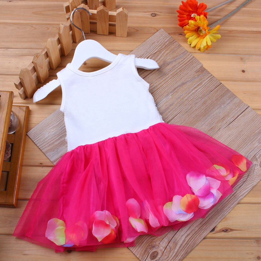 Småbørn spædbørn sløjfe tutu kronblade tyl kjoler baby piger blomster kjole outfits børn kjoler til piger tøj piger kjole pige