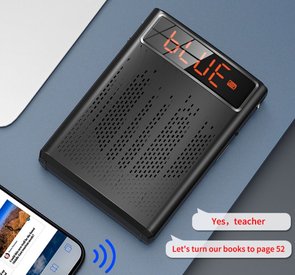 12W Portable Voice Amplifier with Sound-amplifying Music Playing Wired Microphone Headset Speaker for Class Meetings Teachers