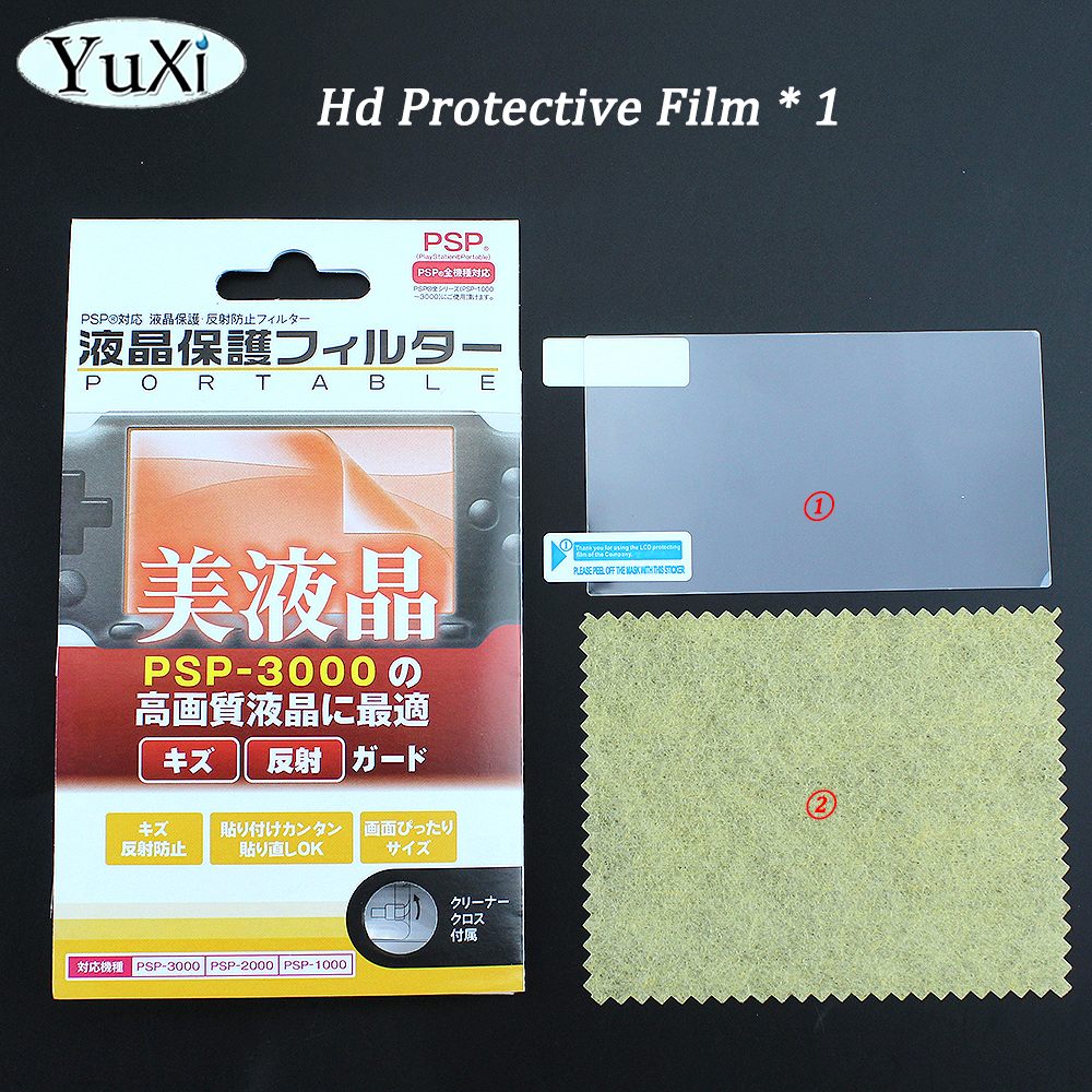 For PSP 3000 Transparent Hard Carry Cover Case Snap-in Crystal Shell With Hd Faceplate Screen Front Lens Clear Protective Film