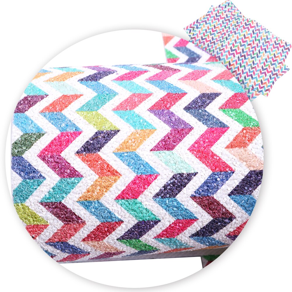 Tela de cuero sintético brillante con patrones de ondas coloridas de 20x34 cm, materiales hechos a mano para hacer artesanías, 1Yc4029: 1065841006