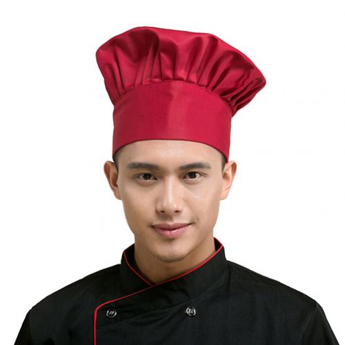 Stretchy Adjustable Men Cap Kitchen Cook Baker Catering Chef Hat Cap Kitchen Cook Baker Catering Chef Hat Cap Kitch: Wine Red