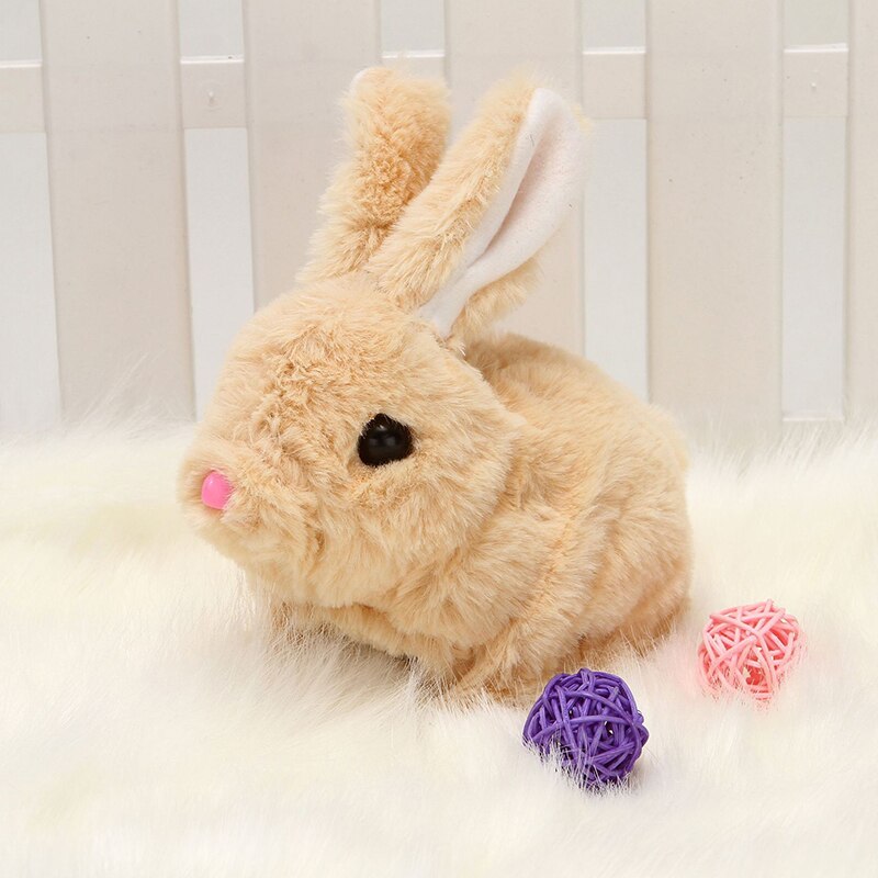 Jouets électroniques interactifs lapin mignon, animaux de compagnie Robot lapin saut de marche, jouets électroniques pour enfants: Marron