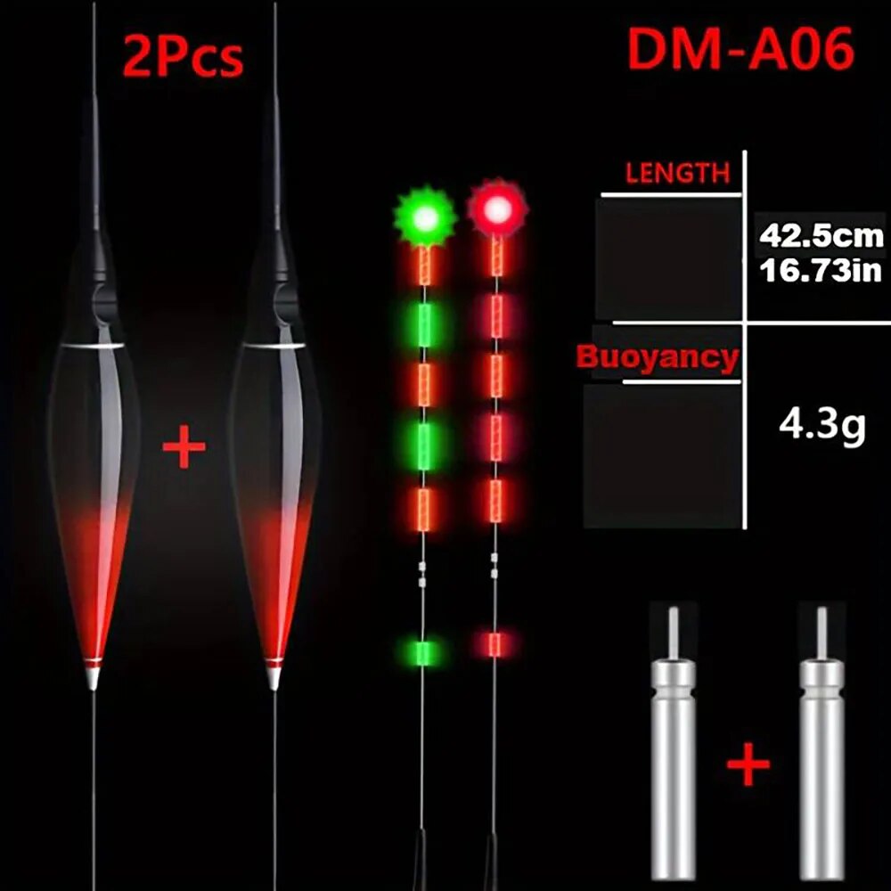 2 Stück Smart Fishing Float, LED Night Fishing Float, Farbwechsel-Bissanzeige, Angelzubehör: Burgunderrot