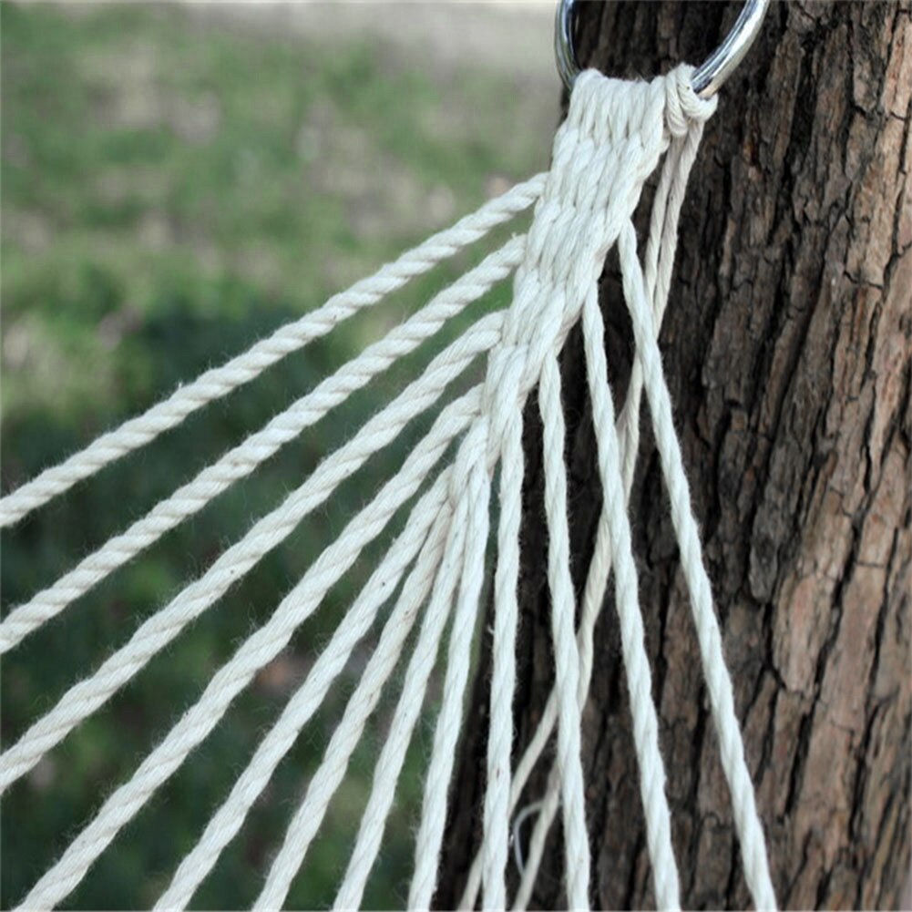 Palo de madera para viajes al aire libre, cuerda de algodón, hamaca, columpio colgante, Red de cama para dormir