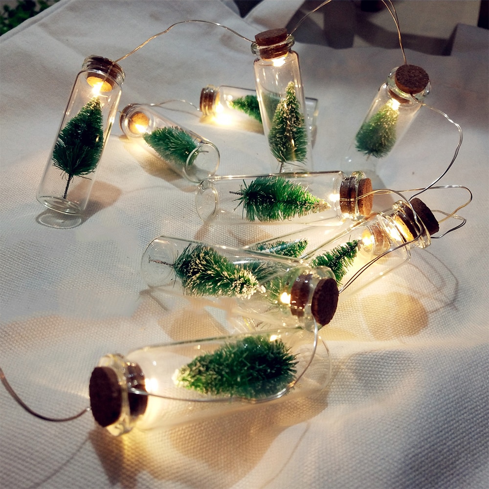 Clear Glas Wish Fles Koperdraad LED String Licht 1M 10 led Vintage Garland Fairy Lamp Kerstboom Tuin partij Decoratie