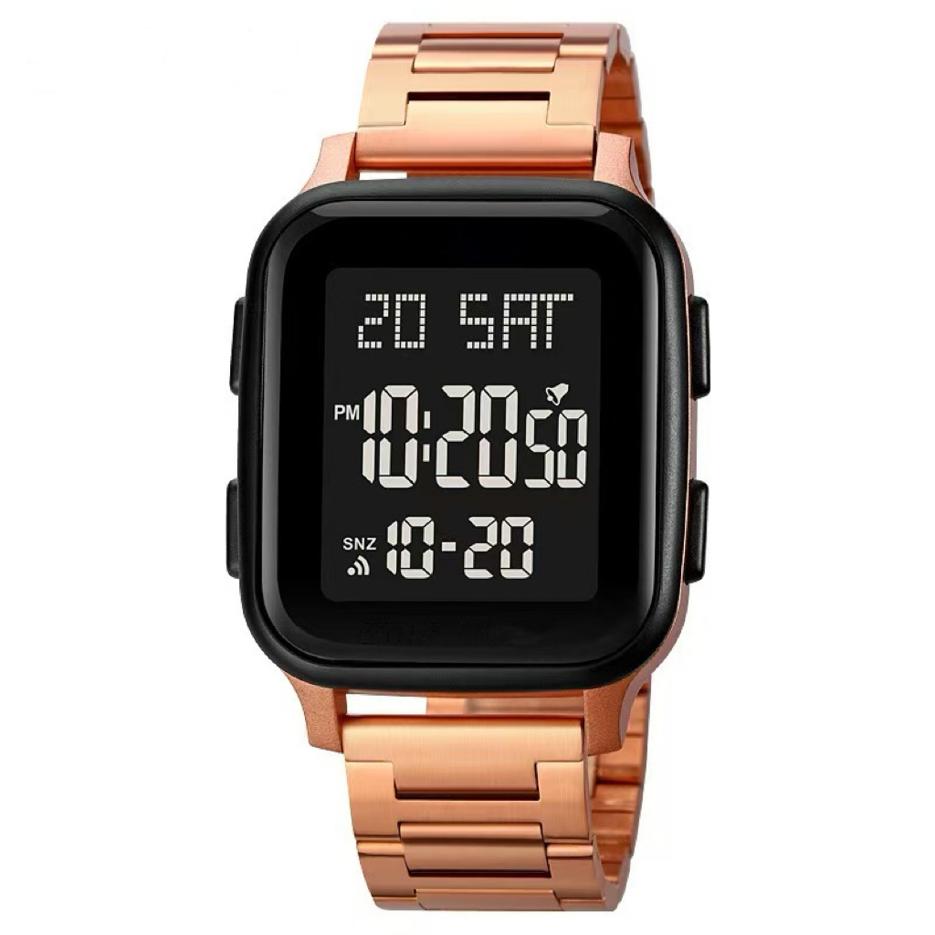 SHUAIKE Digitales Sportuhr für Herren - Wasserdicht Edelstahl, LED-Anzeige, lässig Elektronische Armbanduhr: Rose