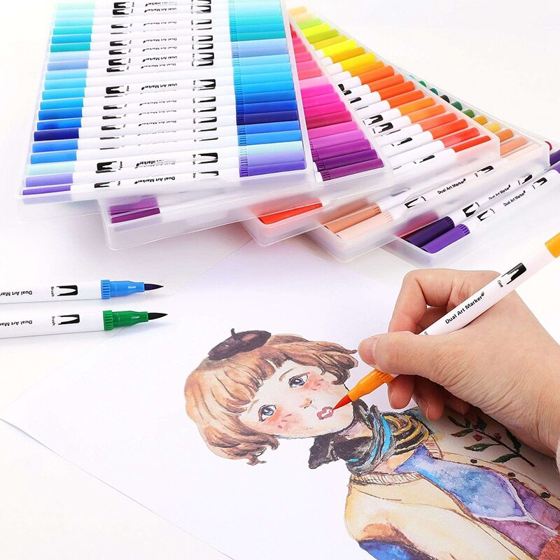 48 Color Double Head Watercolor Pen Art Pen Soft H... – Grandado