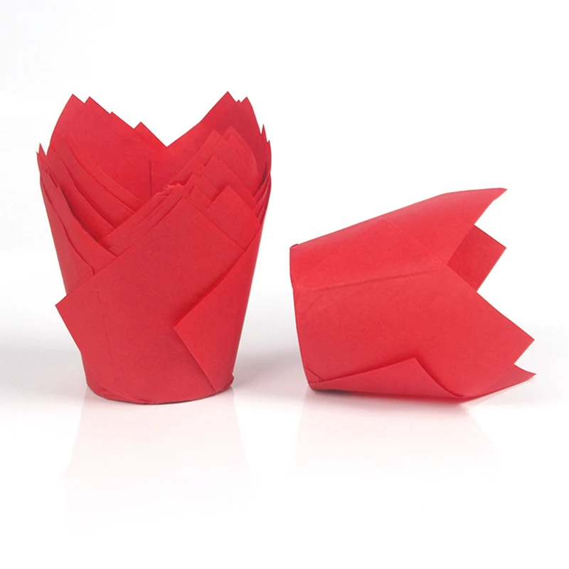 200 stücke Tulpe Muffin Cupcake Pappbecher öl dichte Cupcakes Liner zurück Muffin Kasten Tasse Kuchen Dekorations werkzeuge Muffin wickeln Fälle: hellgelb